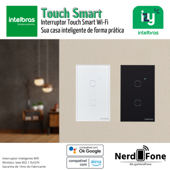 INTERRUPTOR INTELIGENTE WI-FI;  2 BOTÕES INTELBRAS