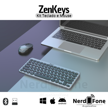 KIT TECLADO E MOUSE WIRELESS HREBOS; BT + 2.4GHZ
