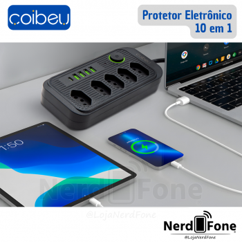 PROTETOR ELETRONICO 5 TOMADAS + 5 USBS COIBEU