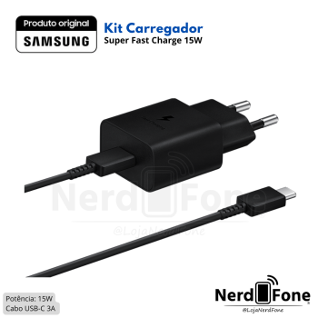 KIT CARREGADOR USB-C 3A PD 15W SAMSUNG