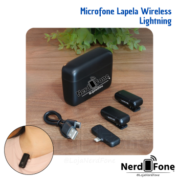 MICROFONE WIRELLES DUPLO LAPELA ONISTEK; LIGHTNING C/ CASE