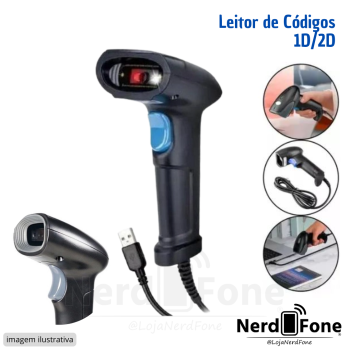 LEITOR WIRED DE CODIGOS 1D e 2D; CODIGO DE BARRA e QR CODE