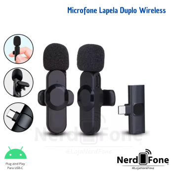 MICROFONE SEM FIO DUPLO LAPELA P/ USB-C ONISTEK