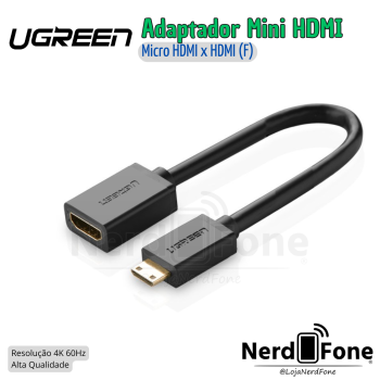 ADAPTADOR HDMI 2.0 (F) x MINI HDMI (M) 22CM UGREEN