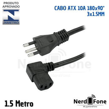 CABO DE FORÇA ATX TRIPOLAR 3x0.75MM; 1.5M 180x90°