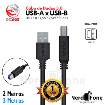 CABO USB-A 3.0 x USB-B 3.0 2M PCYES