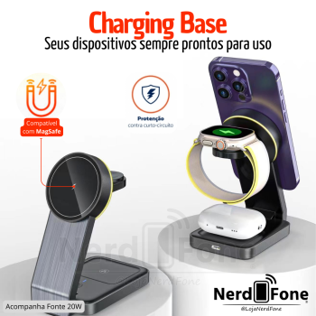 CARREGADOR BASE DE INDUÇÃO 3 EM 1 PEINING