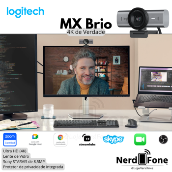 WEBCAM LOGITECH MX BRIO 4K 60FPS CINZA