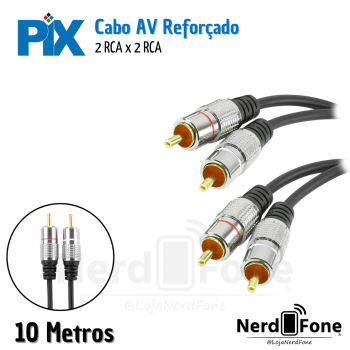 CABO DE AUDIO FITZ 2RCA x 2RCA 10METROS; PLUG METAL