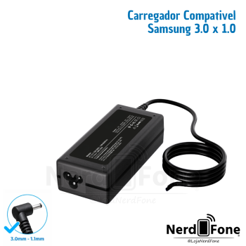 FONTE CARREGADOR NOTEBOOK 19V 2.1A/2.37A 3.0x1.0 (PLUG FÊMEA)