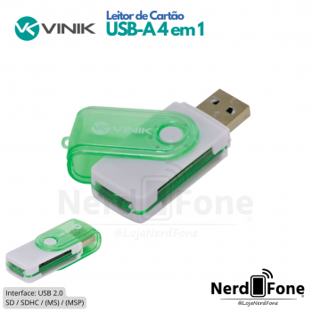 LEITOR DE CARTAO USB-A 2.0 4 EM 1 VINIK