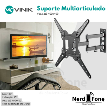 SUPORTE P/ TV C/ INCLINAÇÃO VINIK / VESA 400x400; FULL MOTION