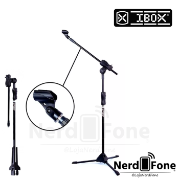 SUPORTE P/ MICROFONE GIRAFA SMMAX IBOX PRETO