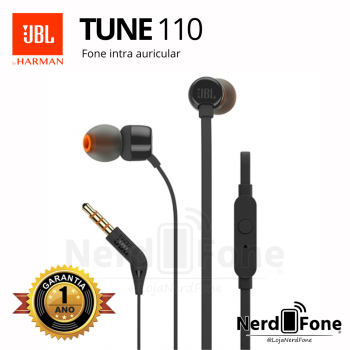 FONE DE OUVIDO JBL TUNE 110 PRETO