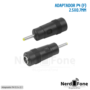 ADAPTADOR P4 5.5x2.1MM FEMEA P/ 2.5x0.7MM MACHO