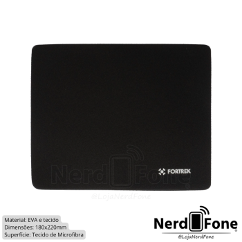 MOUSE PAD 180 x 220 x 3MM FORTREK PRETO