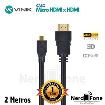 CABO MICRO HDMI 2.0 4K x HDMI VINIK; 2METROS