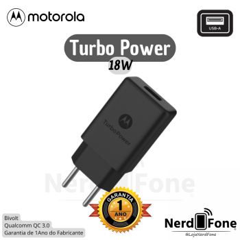 FONTE CARREGADOR MOTOROLA TURBO POWER 18W USB-A