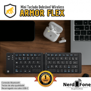 MINI TECLADO ARMOR FLEX GSHIELD; SEM FIO BLUETOOTH (BT)