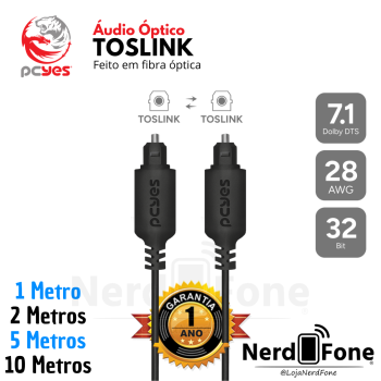 CABO DE ÁUDIO PCYES TOSLINK ÓPTICO DIGITAL