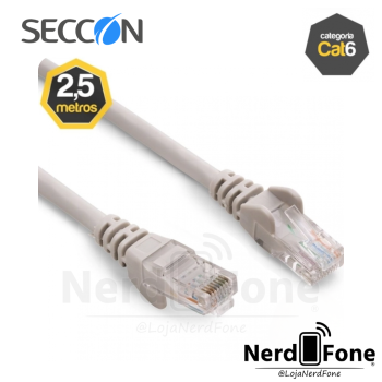 CABO DE REDE CAT 6 26AWG 2.5M CINZA