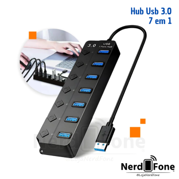 HUB USB 3.0 7 EM 1; ON/OFF