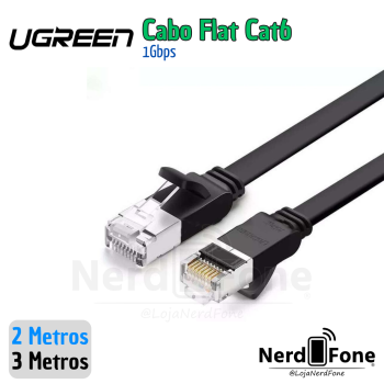 CABO FLAT DE REDE CAT6 UGREEN PRETO