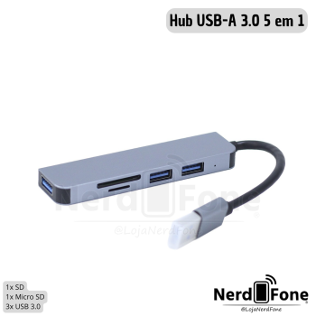 Adaptador HUB 5 Em 1 (USB 1.1/2.0/3.0+SD/TF) 22970 Pure Power