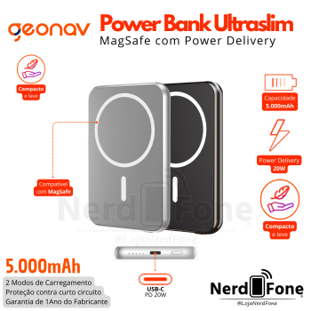 BATERIA PORTÁTIL 5.000MAH GEONAV; (MAGSAFE 15W/PD20W)