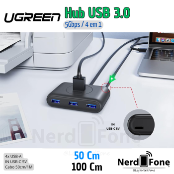 HUB USB-A 3.0 UGREEN; CABO 1M