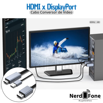 CABO CONVERSOR HDMI 4K x DISPLAYPORT (DP) ATIVO