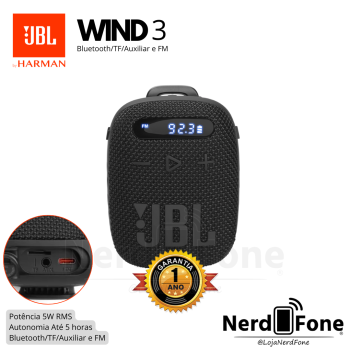 CAIXA BLUETOOTH JBL WIND 3; FM / AUXILIAR / BT / TF