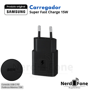 CARREGADOR SAMSUNG 15W PD; SEM CABO