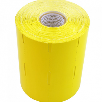 AG Etiqueta p/ Gondola 110X30mm Não Adesivo 150g Amarelo c/ Serrilha Central (duas etiquetas em uma 55x30mm) Rolo