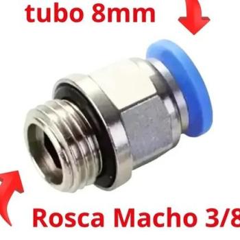 Engate rápido 8mm rosca 3/8 reto macho