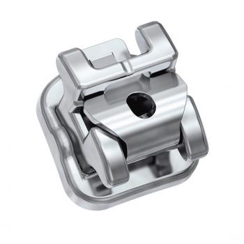 .REPOSICAO BRAQUETE METALICO AUTOLIGADO U-CLIP ROTH 0,022 5X5 - DENTE 23 - COM GANCHO - ORTHOMETRIC - 10.45.2323