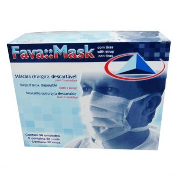 .MASCARA DESCARTAVEL TRIPLA COM TIRAS BRANCA- FAVA