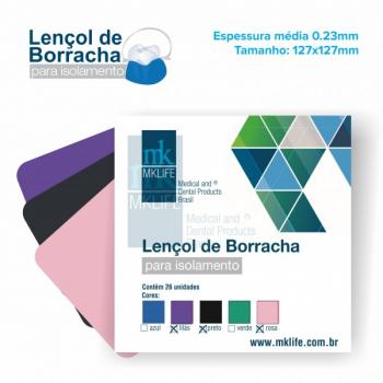 .Lençol de borracha para isolamento azul 13 x 13 com 26 un- MK LIFE