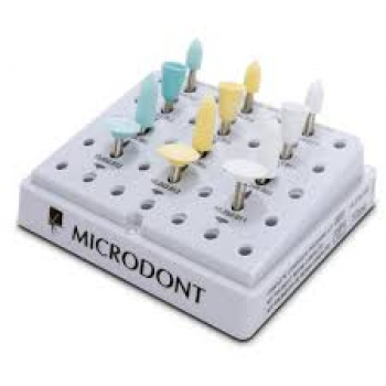 .Kit de acabamento e polimento para resinas com 18un (cores verde, amarelo e branco) + mandril ref. 10.218.007