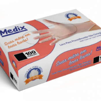 .LUVA VINIL COM PÓ - TAM P 100 UNID / MEDIX