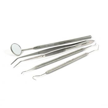 .Kit clinico 4 peças com sonda exploradora, cabo, espelho n.5, pinça clinica-golgran