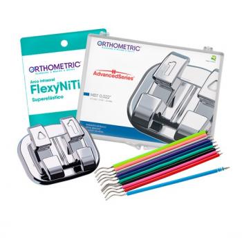 .KIT PROMOCIONAL BRAQUETE METALICO ADVANCED MBT 022  -  10 CASOS + ARCOS + ELASTICOS - ORTHOMETRIC - 10.11.2802