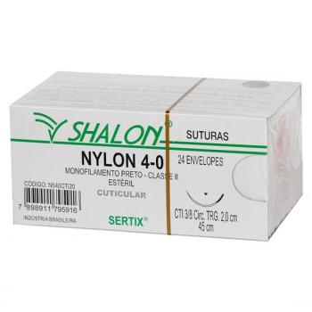 .Fio De Sutura Nylon Preto 4-0 - C/Ag 1/2 Ct 1,5Cm 24Un - Shalon