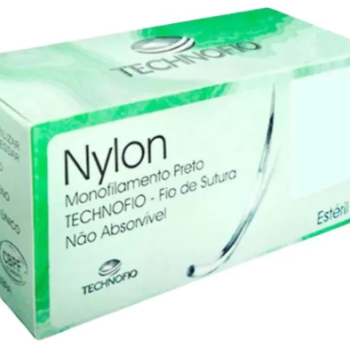 Fio de sutura agulhado nylon 5-0 - 1/2circ. - 1,5cm cor preta cx com 24un - TECHNOFIO