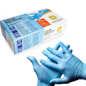 .LUVA NITRILICA SEM PO M AZUL DESCARPACK