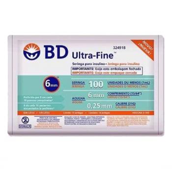 .SERINGA PARA INSULINA ULTRA FINE 1ML COM AGULHA 6X0,25MM 10UNID.