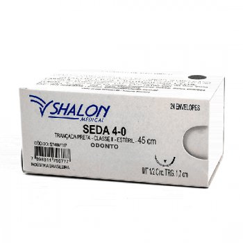 .FIO DE SUTURA SEDA PRETA TRANCADA 4.0 MT 1/2 AG. 1,7 CM - TRIANGULAR - SHALON