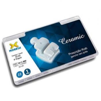 .BRAQUETE ROTH CERAMIC 0,022“ - C/ GANCHO CANINOS E PRE-MOLARES - 10.11.900 - MORELLI