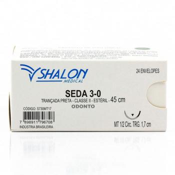 .FIO DE SUTURA SEDA PRETA TRANCADA 3.0 MT 1/2 AG. 1,7 CM - TRIANGULAR - SHALON