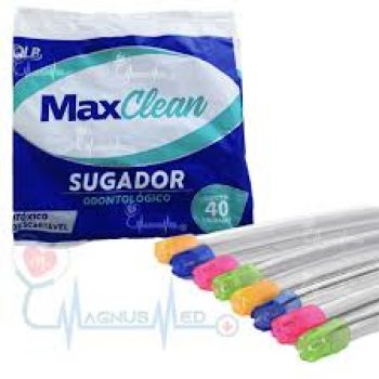 .Sugador descartavel em pvc atoxico colorido pacote 40un- max clean